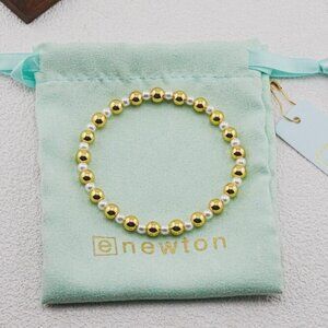 🆕✨Enewton Gold Bead & White Pearl Stretch Bracelet
